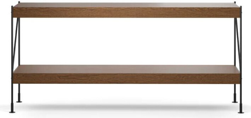 Zet hyllesystem oak dark stained, 1 x 2, black steel base