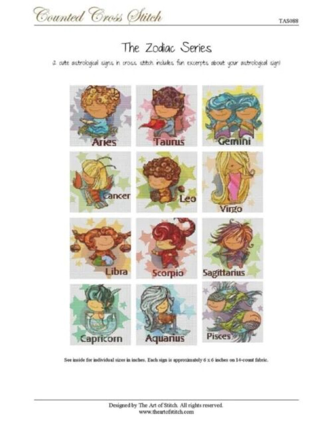The Zodiac Series Cross Stitch Book av Lauren Mills