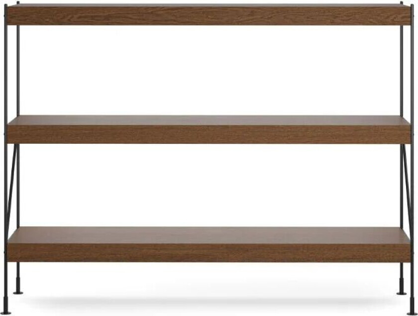 Zet hyllesystem oak dark stained, 1 x 3, black steel base