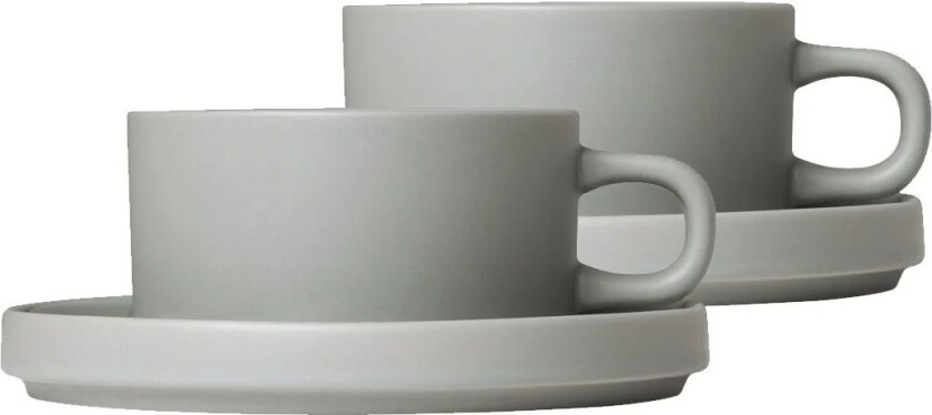 Pilar tekopp med fat 2-stk. Mirage grey