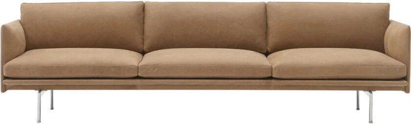 Outline 3,5-seters sofa polished alu Grace leather Camel