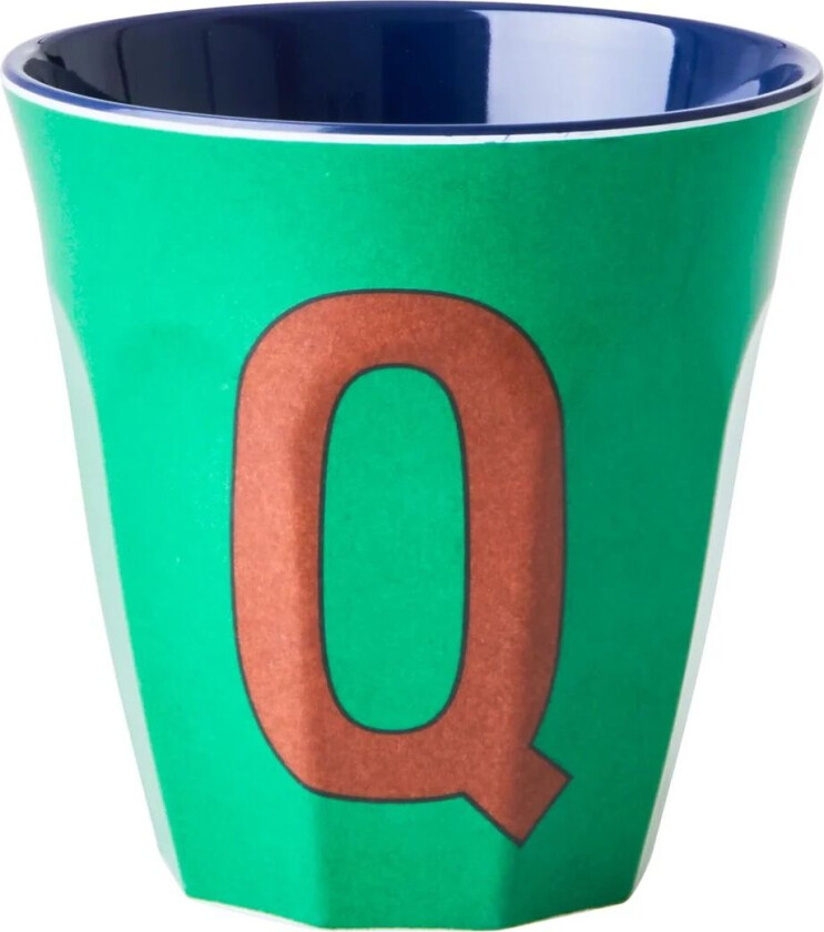 Rice melaminkopp medium bokstav Q 30 cl Green