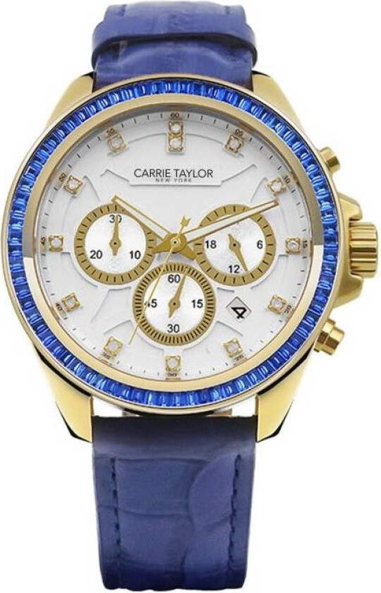Astoria Chronograph CTW902 - Kvarts - Blå Gull Krystal - Dameklokker - Skinn - Mineral