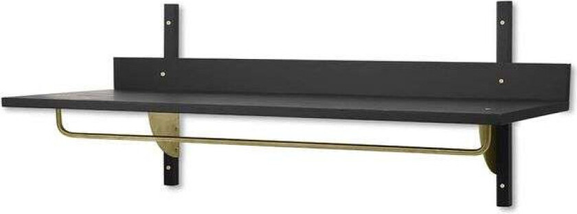 Sector hylle med stang 37 x 87 cm Black-ash-brass