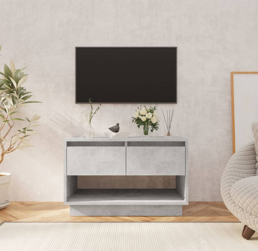 TV-benk betonggrå 70x41x44 cm sponplate