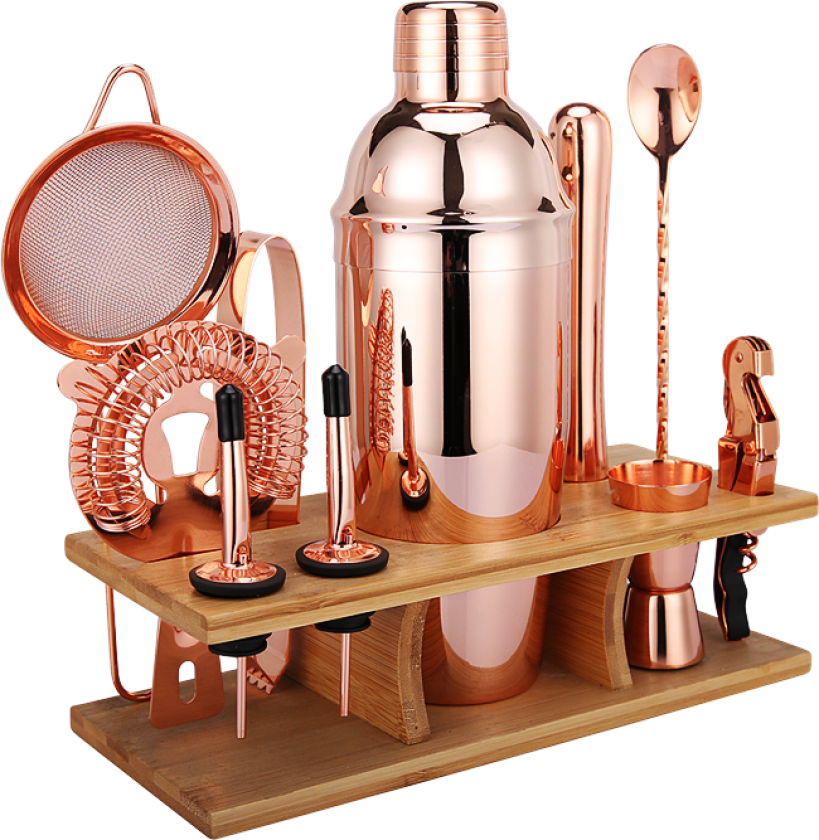 Cocktailshaker Sett Med 11 Deler Med Stativ - Kobber