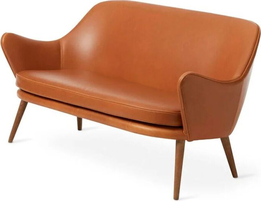 Dwell sofa 2-seter skinn silk 250 cognac, ben i røkt eik