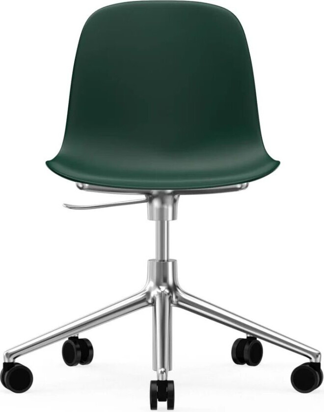 Form chair, dreibar stol, 5W kontorstol grønn, aluminium, hjul