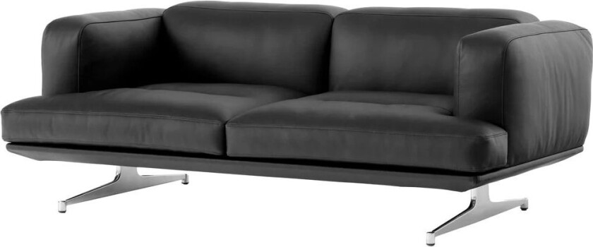&Tradition Inland AV22 sofa 2-seters Noble sort skinn-polished aluminium