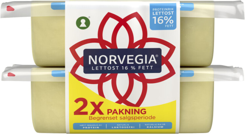 Norvegia Lettost 16% Fett 2x1kg Vv