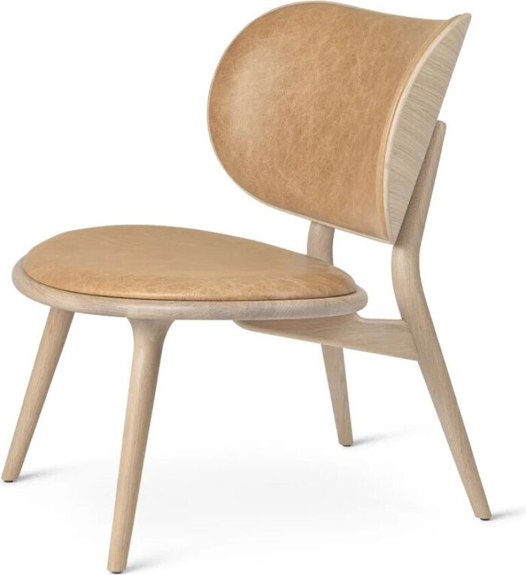 The Lounge Chair loungestol skinn natural, matt lakkert eikestativ