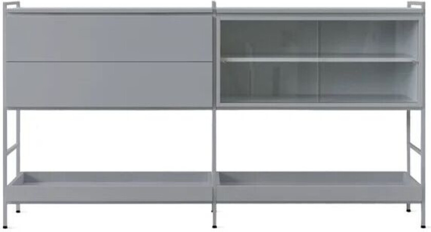 Molto Medium sidebord Grå, 2 seksjoner med vitrine