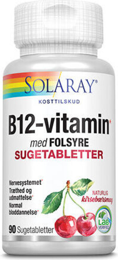 B12 Vitamin med Folsyre Sugetabletter - 90 Sugetabletter