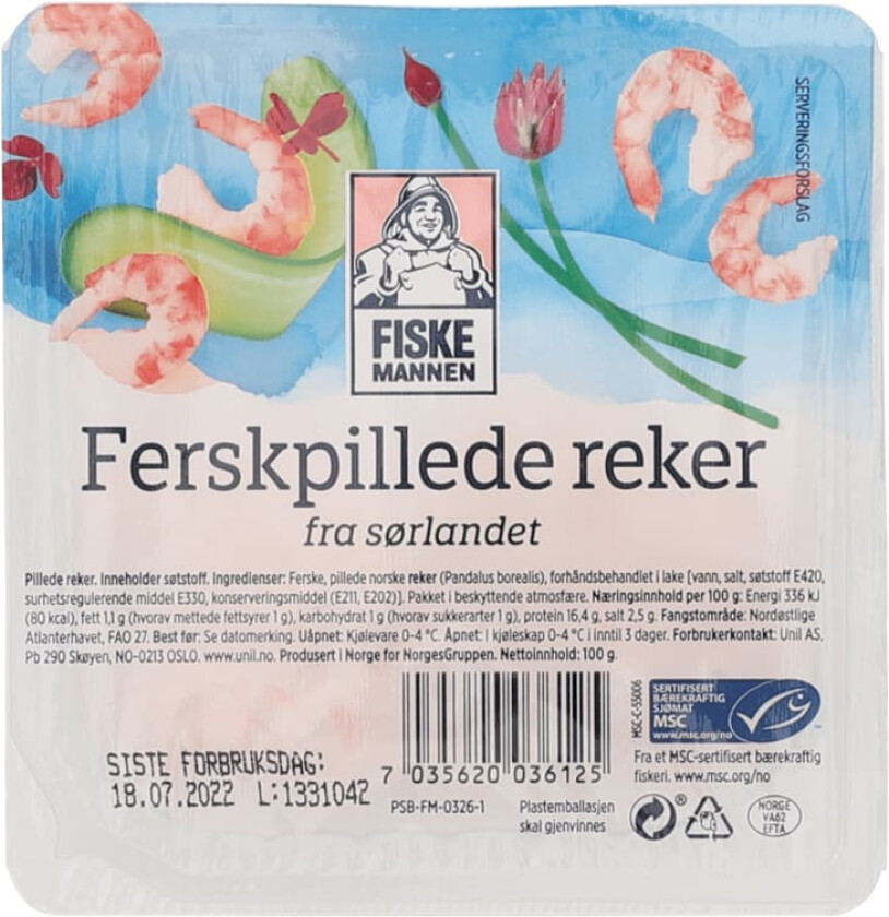 Reker Pillede Ferske Msc 100g
