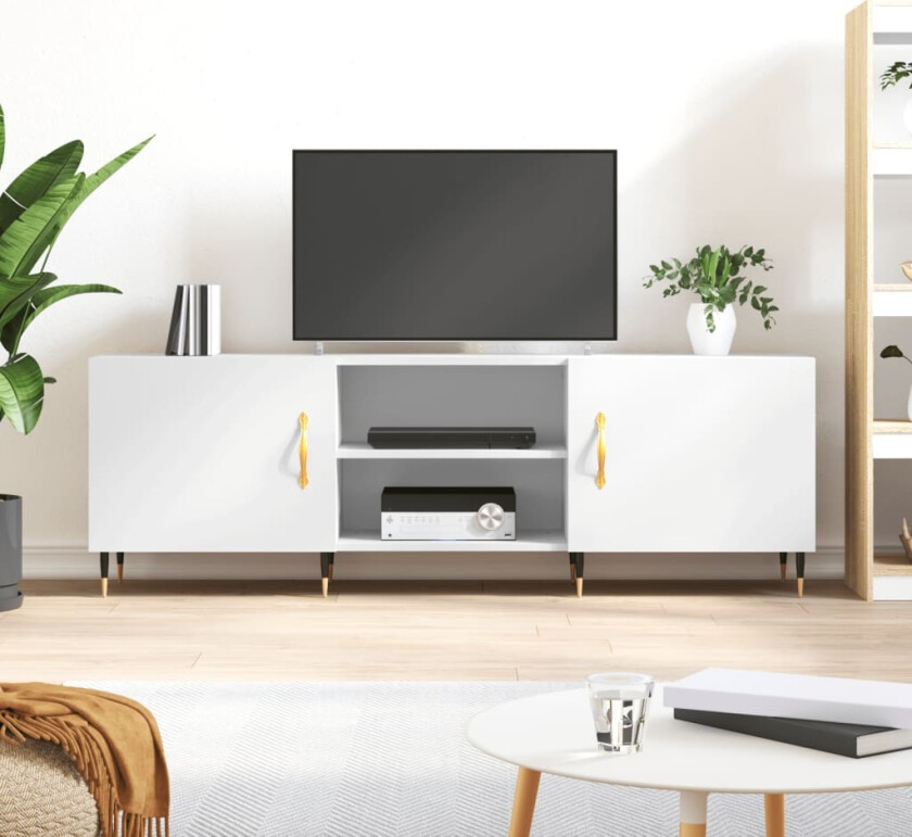 TV-benk hvit 150x30x50 cm konstruert tre