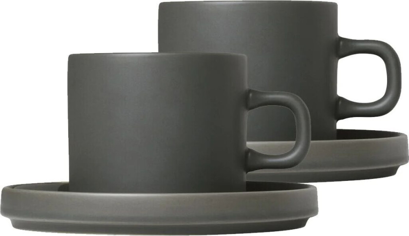 Pilar kaffekopp med fat 2-stk. Agave green