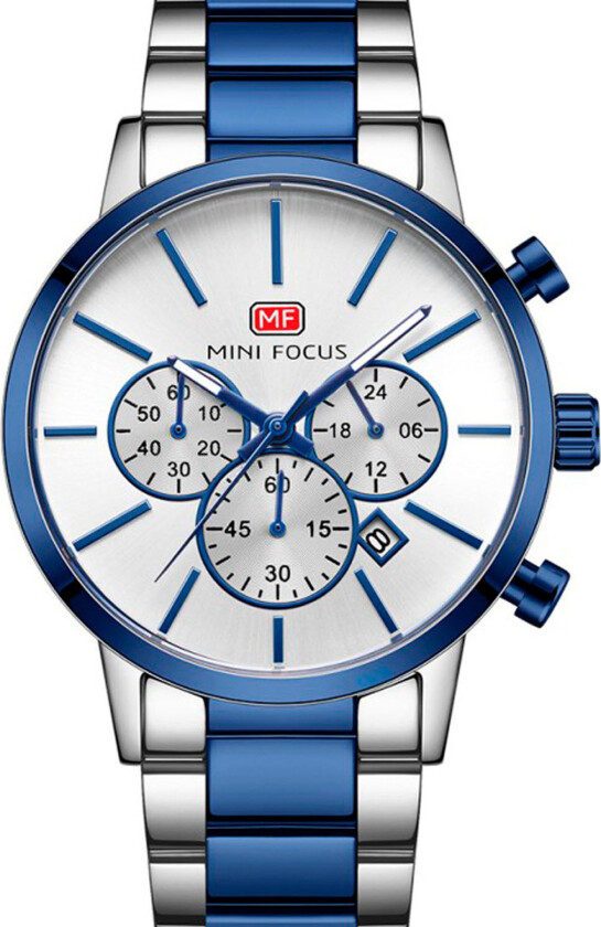 Steel/Blue MF0294G.02 - Kvarts - Blå Sølv - Herreklokker - Rustfritt stål - ledd m/pin - Mineral