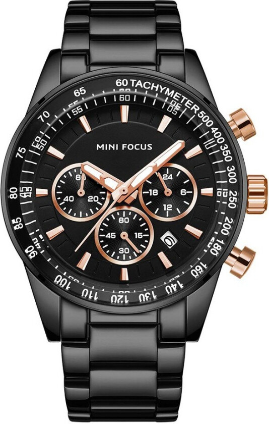 MF0187G-4 Black/Rose - Kvarts - Sort - Herreklokker - Rustfritt stål - ledd m/pin - Mineral