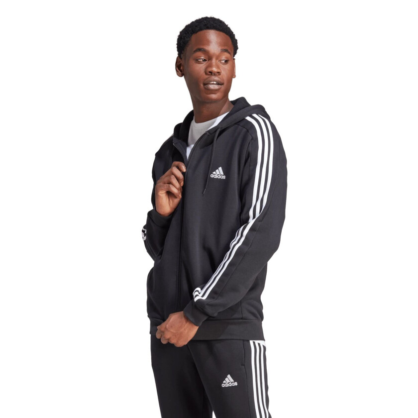 adidas Essential Fleece 3-Stripes Full Zip, hettejakke, herre BLACK