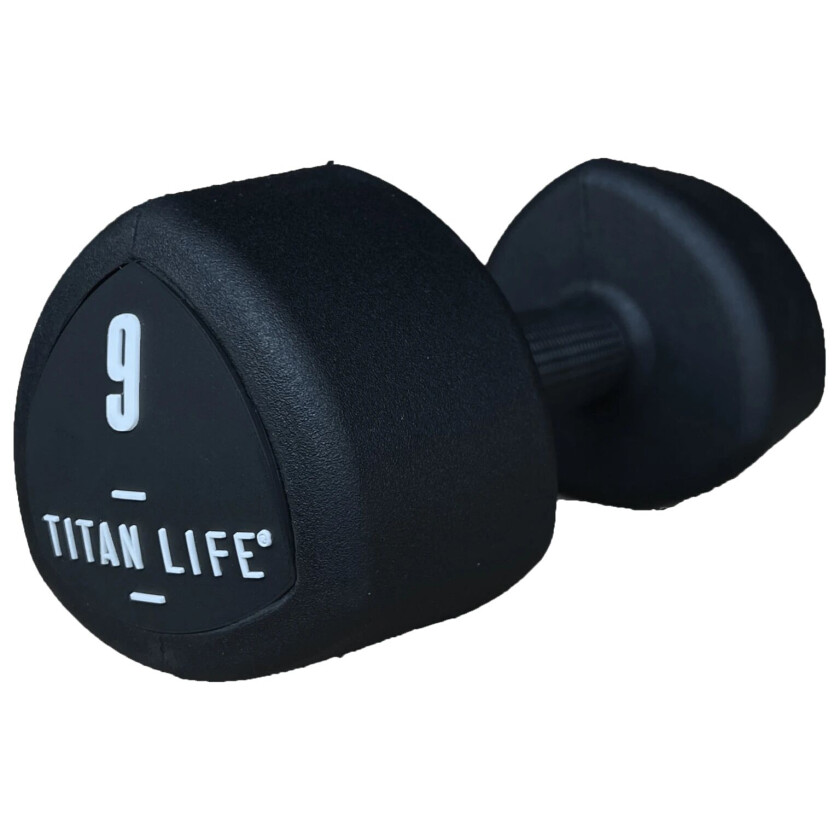 Titan Pro Dumbbell 9kg Rubber, dumbbell BLACK