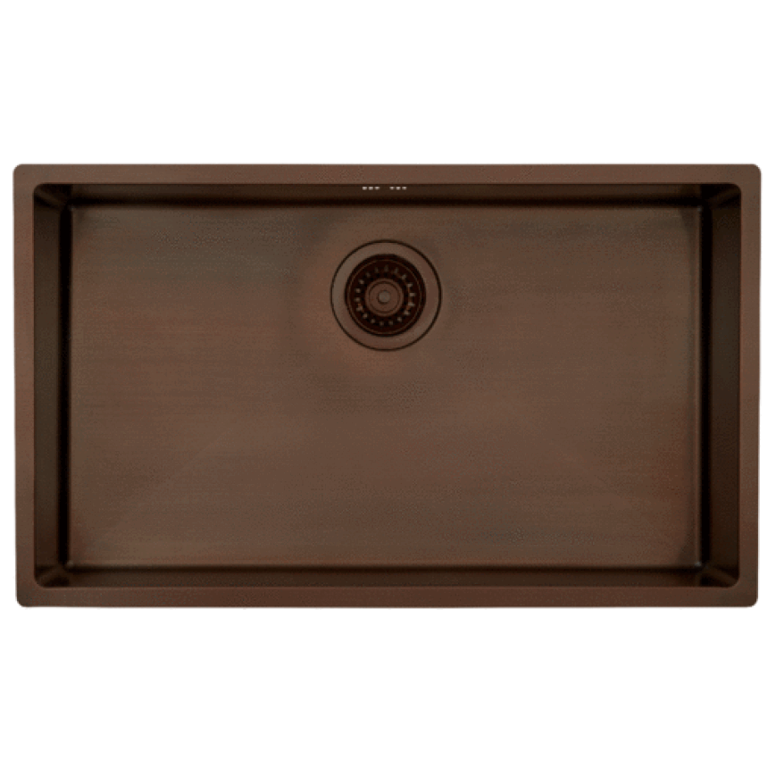 Kubus 700 Soft kjøkkenvask, 74x44 cm, brunert messing