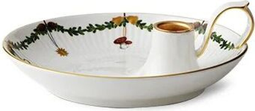 Star Fluted Christmas lysestake hvit