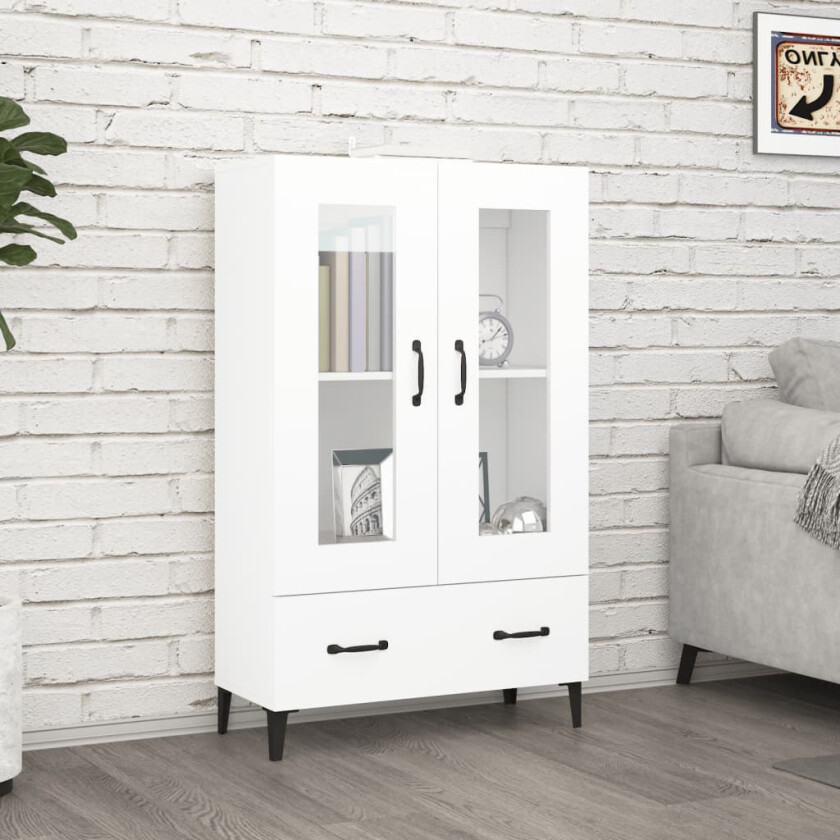 Highboard hvit 70x31x115 cm konstruert tre
