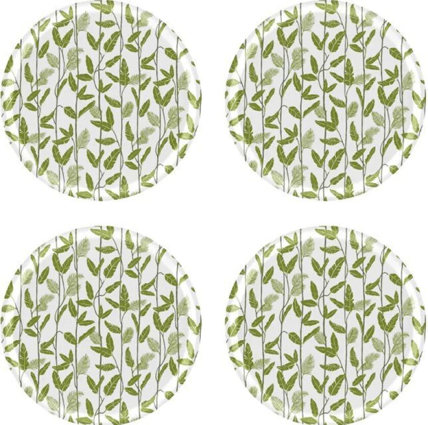 Bilde av Mougli Green glassbrikke Ø 11 cm 4-pakning Green-white