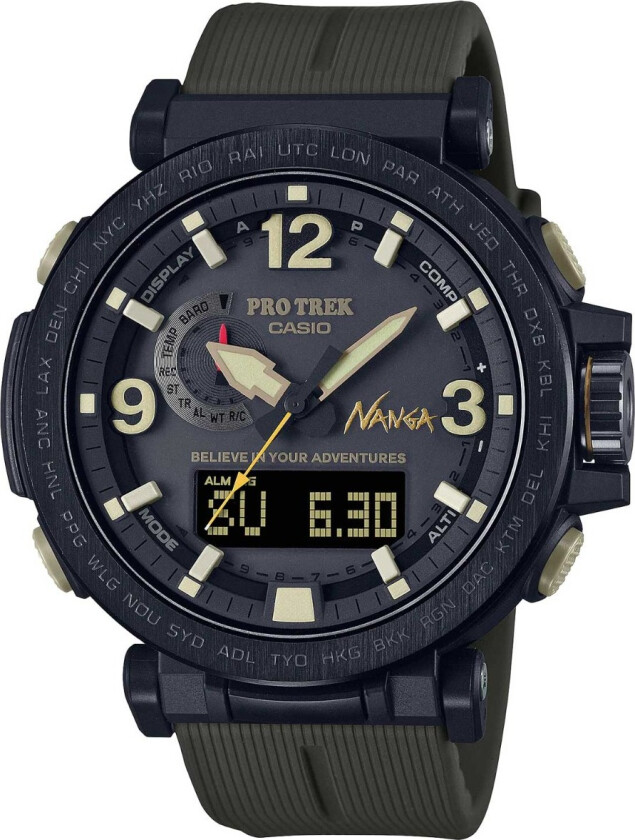 Pro Trek Nanga Collaboration Limited PRW-6630NA-1A3ER - Anadigi - Sort - Herreklokker - Resin - Mineral