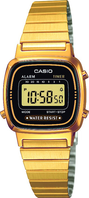 Gjenspeil din endeløse verdi med - Casio Classic Retro Gold/Black LA670WEGA-1EF - Digital - Gull - Unisex - Rustfritt stål - ledd m/skrue - Mineral