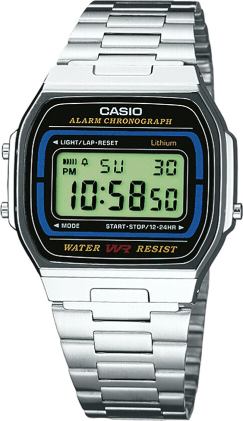 Et helt unikt funn - Casio A164WA-1VES - Digital - Sort - Unisex - Rustfritt stål - ledd m/skrue - Mineral