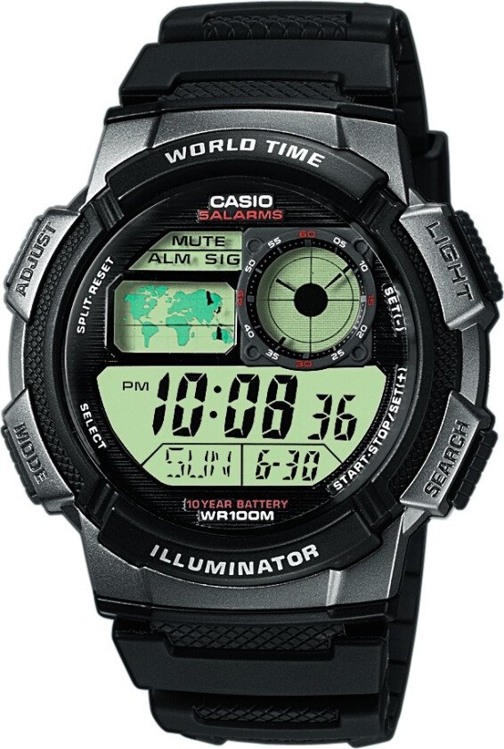 Classic AE-1000W-1BVEF - Digital - Grå - Unisex - Resin - Mineral