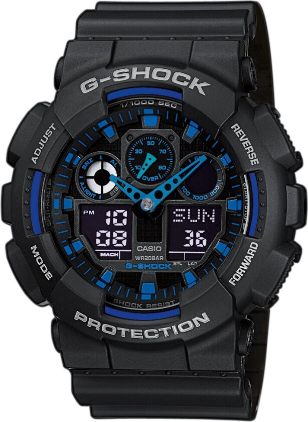 Nå ditt fulle potensiale med - Casio G-Shock GA-100-1A2ER - Anadigi - Sort - Herreklokker - Resin - Mineral