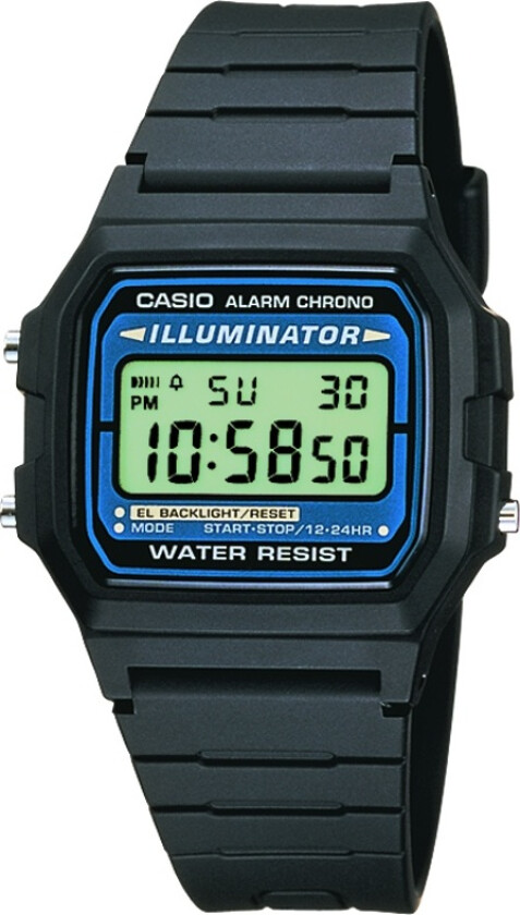Vær autentisk med - Casio F-105W-1A - Digital - Sort - Unisex - Resin - Mineral