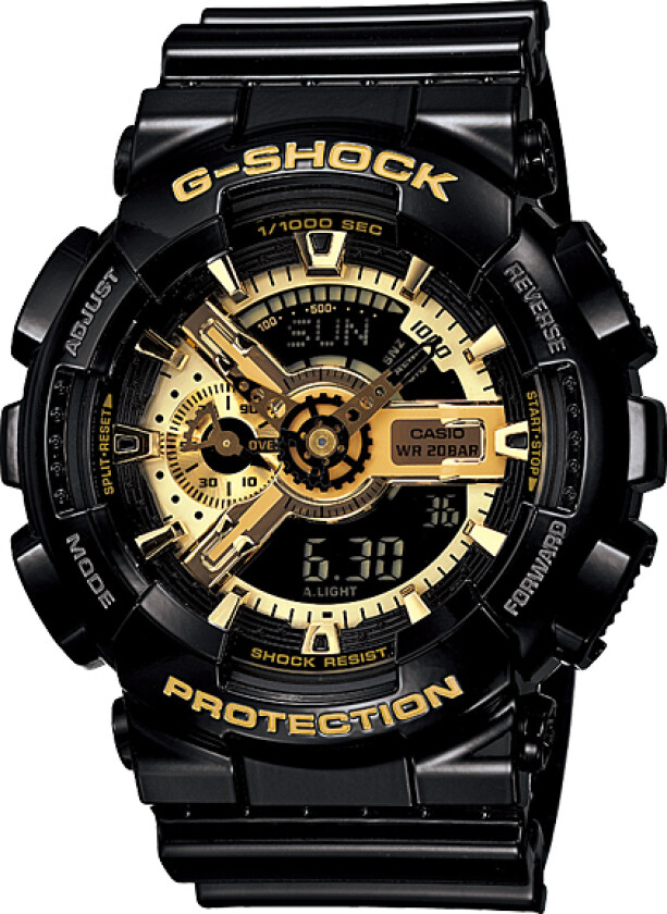 Reservert for deg som elsker nye utfordringer - Casio G-Shock Gold - GA-110GB-1AER - Anadigi - Sort - Herreklokker - Resin - Mineral
