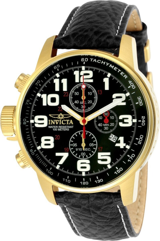 Force Lefty Chronograph Gold/Black 3330 - Kvarts - Gull - Herreklokker - Skinn - Mineral