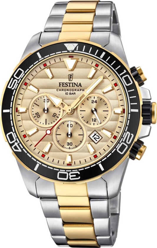 Chronograph F20363/1 - Kvarts - Sølv - Herreklokker - Rustfritt stål - ledd m/pin - Mineral