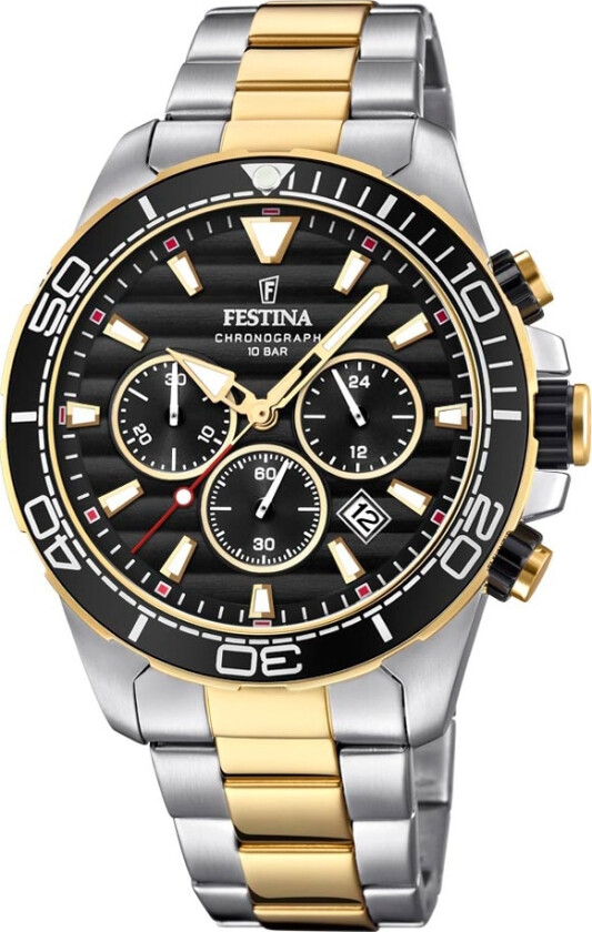 Chronograph F20363/3 - Kvarts - Sølv - Herreklokker - Rustfritt stål - ledd m/pin - Mineral