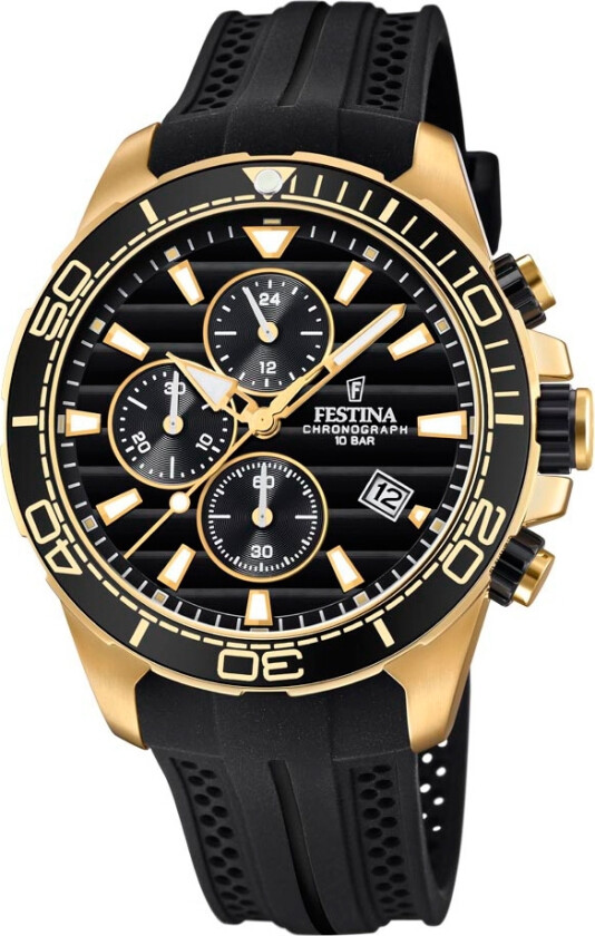 Chronograph F20368/1 - Kvarts - Gull - Herreklokker - Silikon - Mineral