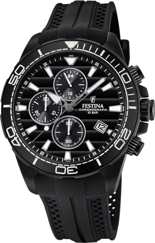 Chronograph F20369/1 - Kvarts - Sort - Herreklokker - Silikon - Mineral