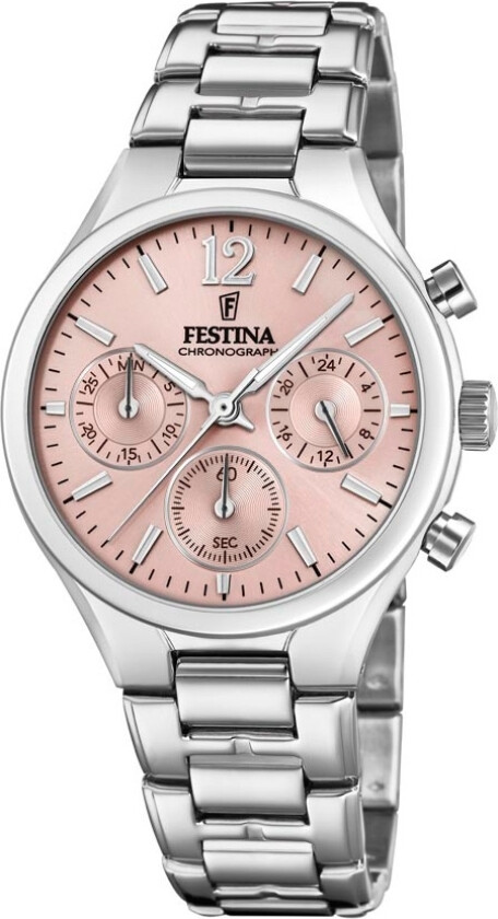 Chronograph F20391/2 - Kvarts - Sølv - Dameklokker - Rustfritt stål - ledd m/pin - Mineral