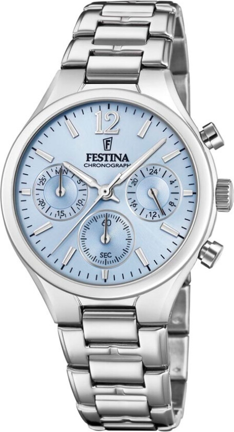 Chronograph F20391/3 - Kvarts - Sølv - Dameklokker - Rustfritt stål - ledd m/pin - Mineral