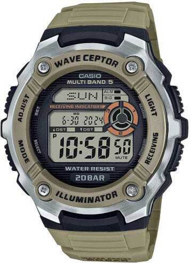 Wave Ceptor WV-200R-5AEF - Digital - Sort - Herreklokker - Fiberrem - Mineral
