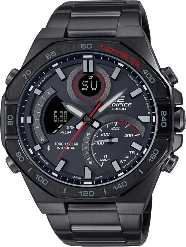 Edifice ECB-950DC-1AEF - Anadigi - Sort - Herreklokker - Rustfritt stål - ledd m/pin - Mineral