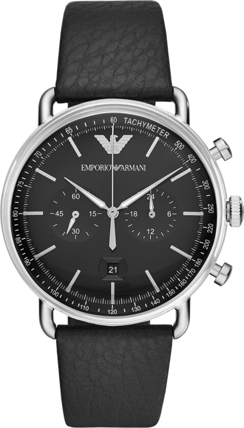 Emporio Armani Aviator AR11143 - Kvarts - Sølv - Herreklokker - Skinn - Mineral