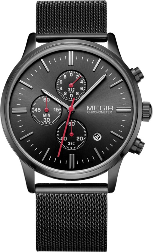 Chronograph MS2011G/BK-1 - Kvarts - Sort - Herreklokker - Meshlenke - Mineral