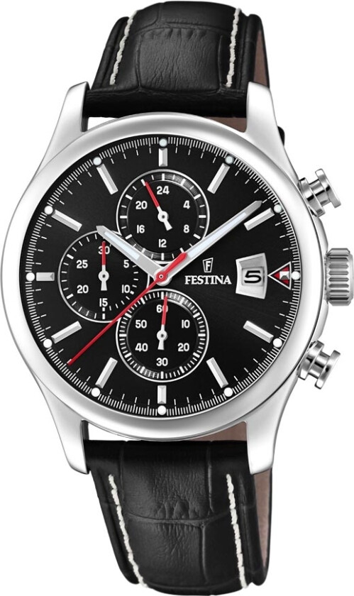 Chronograph F20375/3 - Kvarts - Sølv - Herreklokker - Skinn - Mineral