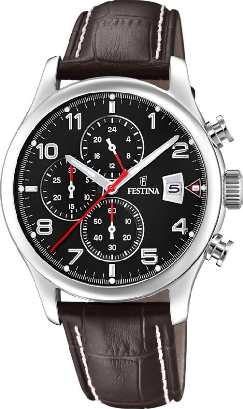 Chronograph F20375/6 - Kvarts - Sølv - Herreklokker - Skinn - Mineral
