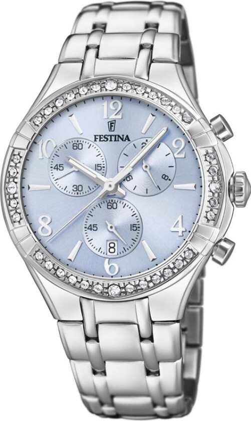 Lady Chronograph F20392/2 - Kvarts - Sølv - Dameklokker - Rustfritt stål - ledd m/pin - Mineral