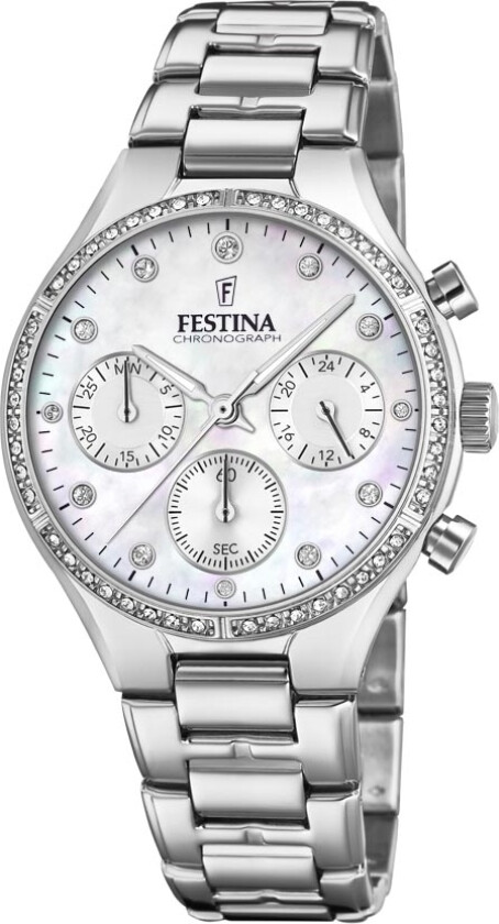 Lady Chronograph F20401/1 - Kvarts - Sølv - Dameklokker - Rustfritt stål - ledd m/pin - Mineral